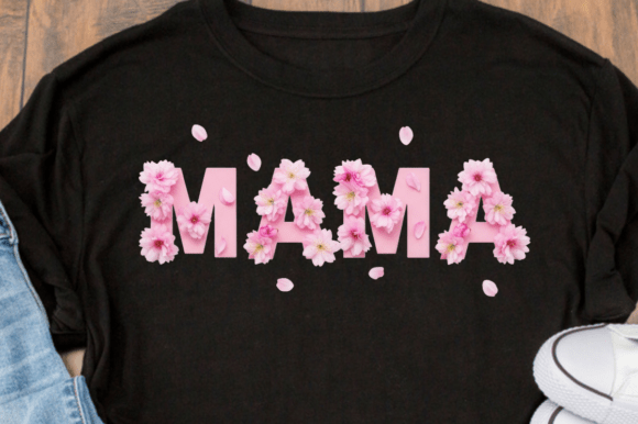 Download Pink Mama Text with Floral Decorations - Floral decorations Collection