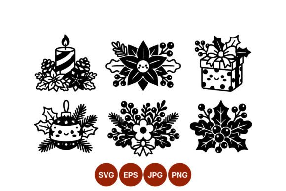 Download Christmas Floral Decorations Black White - Floral decorations Collection