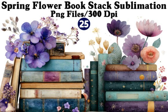Download Spring Flower Book Stack Sublimation - Premium Resources