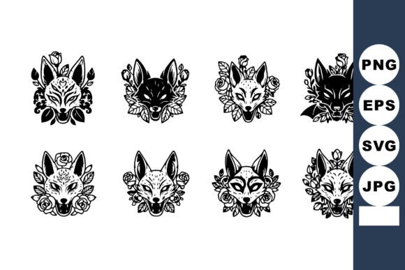 Download Fox Mask Vector with Floral Decorations - Floral decorations Collection