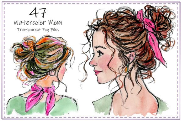 Download Watercolor Mom Clipart Bundle - Watercolor mom clipart Collection