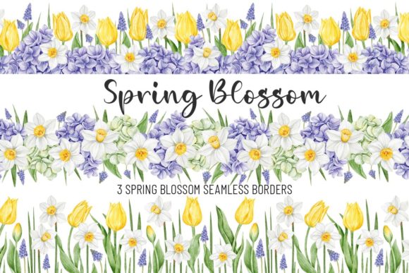 Download Watercolor Seamless Border Spring Flower - Spring flower Collection
