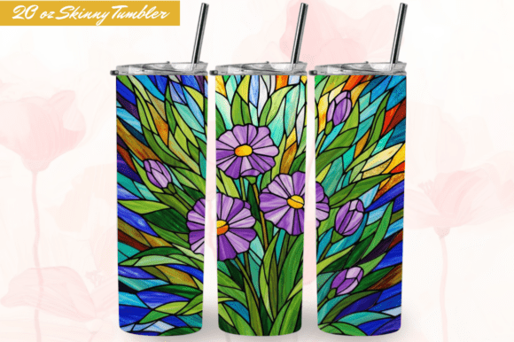 Download Stained Glass Lavender Flowers Tumbler - Premium Resources