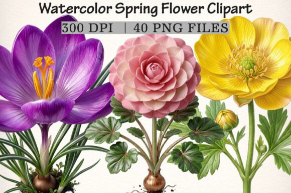 Download Watercolor Spring Flower Clipart - Spring flower Collection