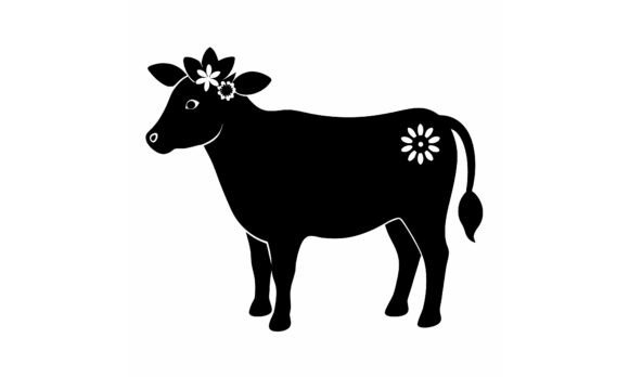 Download Black Cow with Floral Decorations - Premium Bundle
