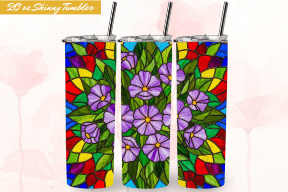 Download Stained Glass Lavender Flowers Tumbler - Premium Resources