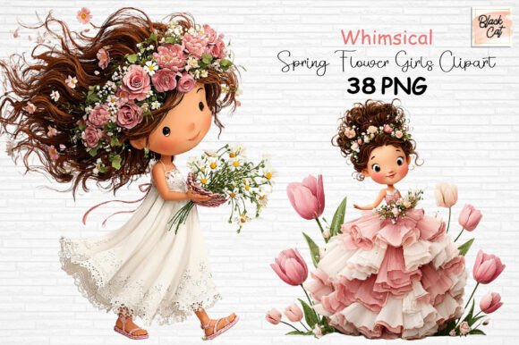 Download Spring Flower Girls Clipart PNG - Spring flower Collection