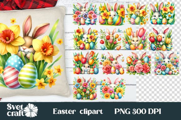 Download Easter Bunny Eggs Spring Flower Clipart - Spring flower Collection