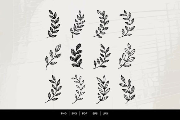 Download Leaf Branch Line Art SVG Set - Leaf Collection