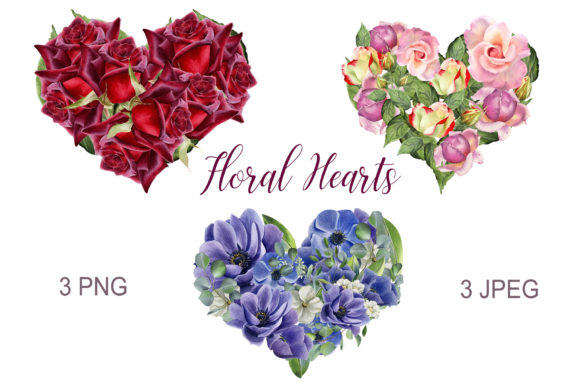 Download Floral Hearts. Watercolor Flower Clipart - Premium Resources