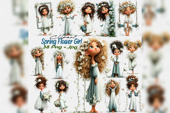Download Whimsical Spring Flower Girl Clipart Png - Spring flower Collection